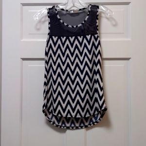 Blu Planet Navy & White Sleeveless Tank with   Mesh Accent *Fits like SMALL*